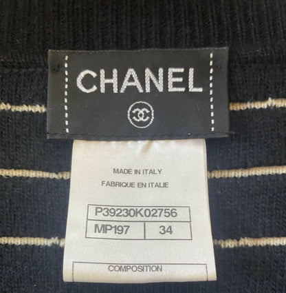 Chanel 10A Iceberg Collection Striped Metallic Long Cardigan FR 34