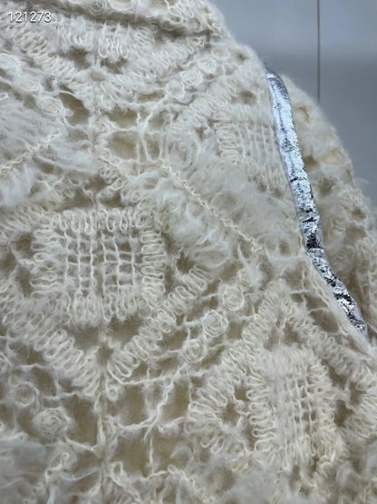 Chanel ecru & metallic silver crochet jacket