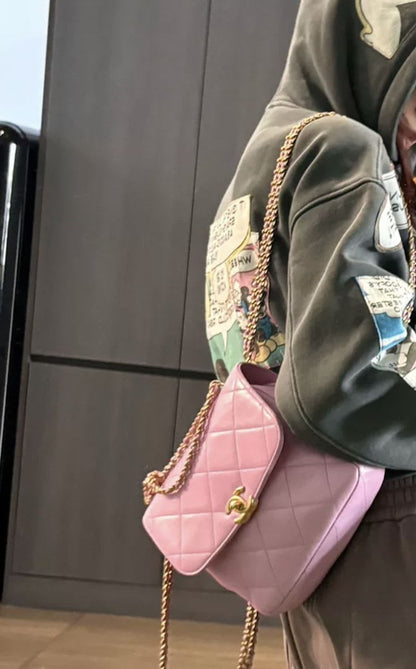 Chanel 23 pink backpack gold hardware