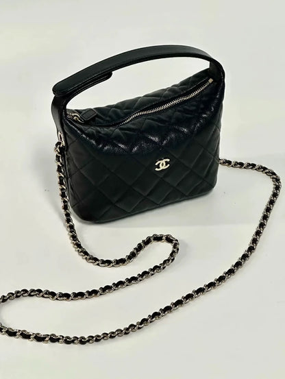 Chanel 25C Hobo black leather small size