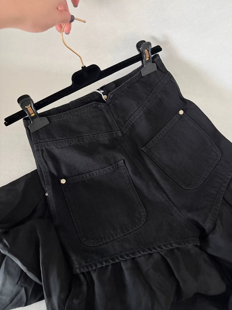 Chanel 21K Black Mesh Wide-Leg Pants