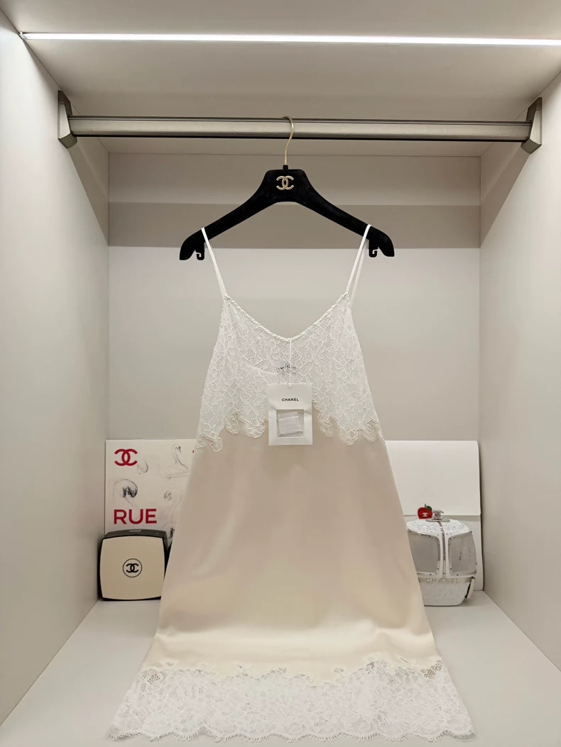 Chanel 26A White Lace Knit Dress