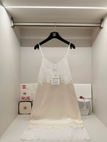 Chanel 26A White Lace Knit Dress