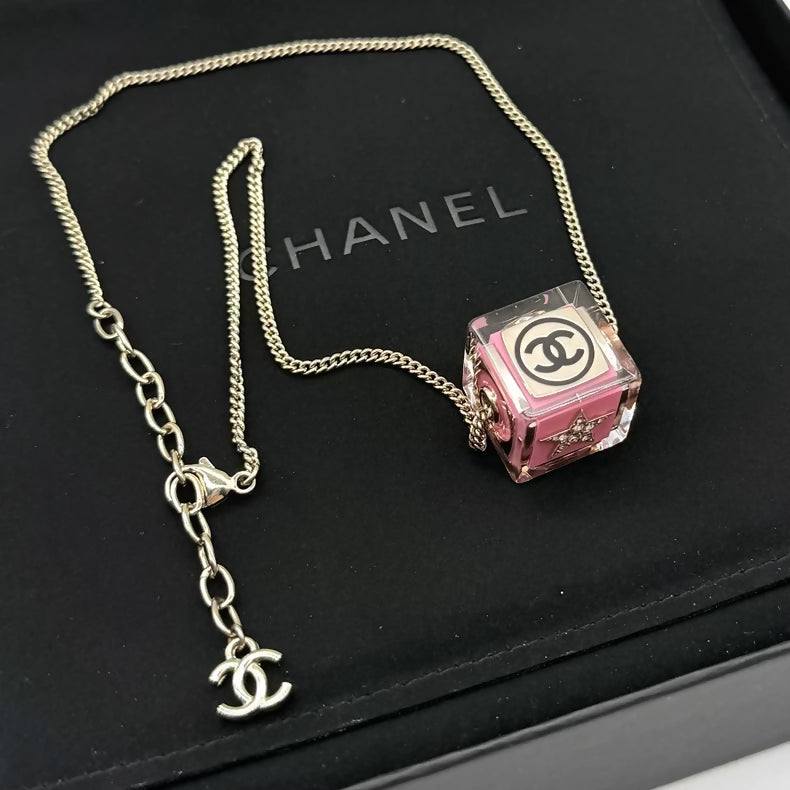 Chanel acrylic cube necklace