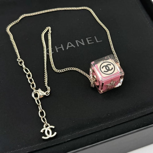 Chanel acrylic cube necklace