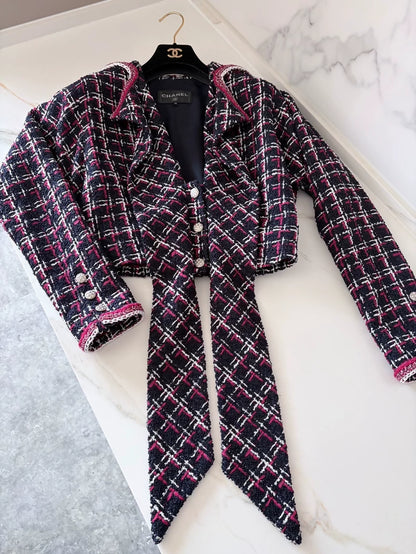 Chanel 20s Red and Blue Tweed Jacket