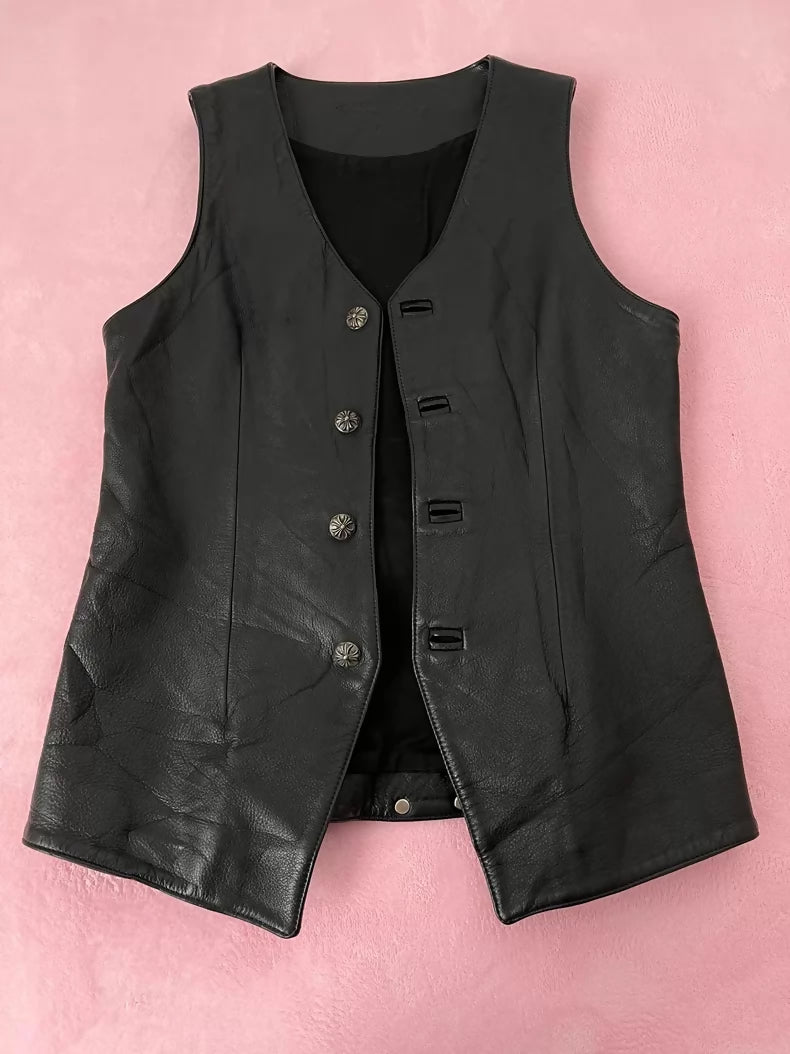 Chrome Hearts black leather vest