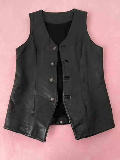 Chrome Hearts black leather vest