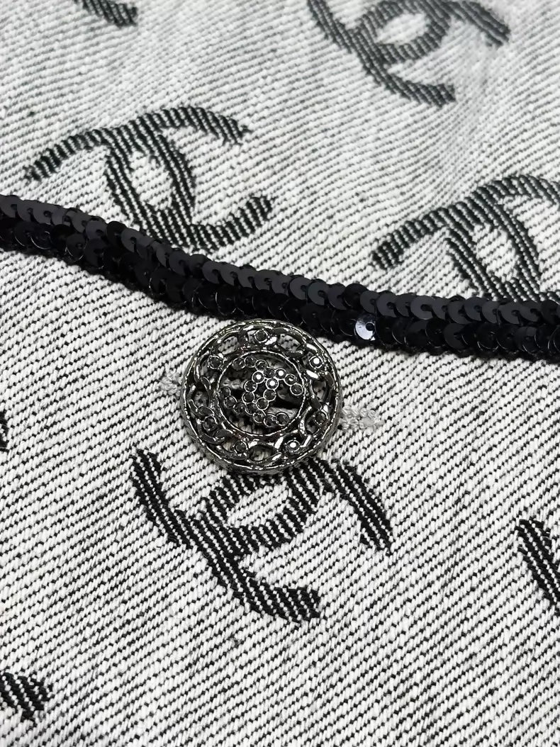 Chanel 22S grey denim CC dress