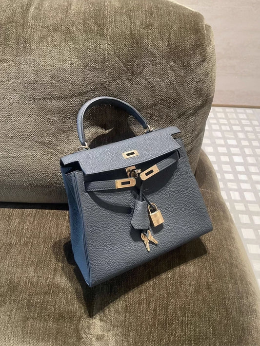Hermes Kelly 25 H0 gris misty Togo leather champagne gold hardware