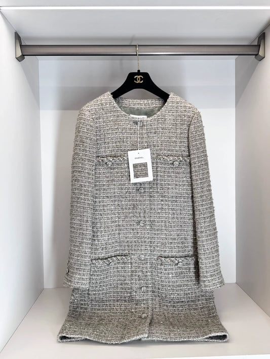Chanel 24b Green Tweed Four-Pocket Jacket