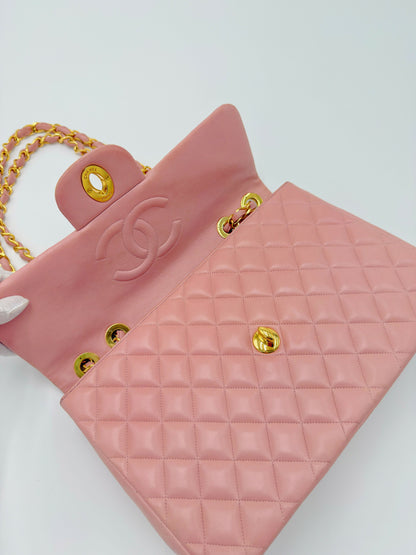 Chanel Vintage Maxi Flap Bag – Series 2 in Pink Lambskin with 24k Gold Hardware