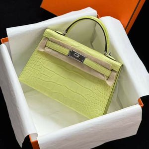 Hermès Mini Kelly 20 Vert Bourgeon Matte Alligator with Palladium Hardware