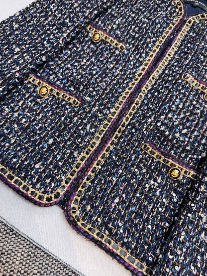 Chanel 21A grey gold tweed jacket