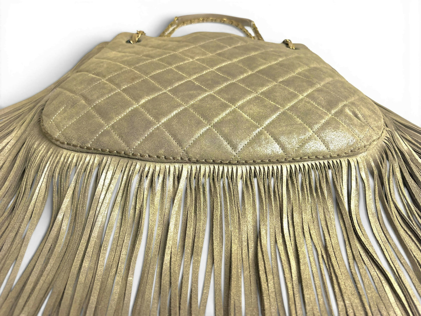 Chanel 14A Paris Dallas Iridescent Taupe Brown Nubuck Classic Hobo Shopper Tote Bag