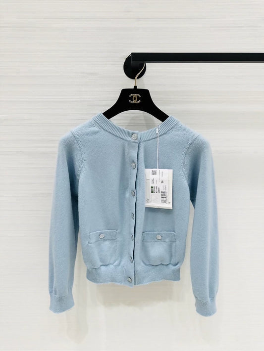 Chanel 25S blue cashmere cardigan