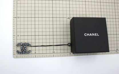 Chanel 17K Rhinestone Starlight Blue CC Brooch