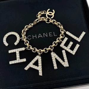 Chanel Beach Collection rhinestone letter pendant bracelet