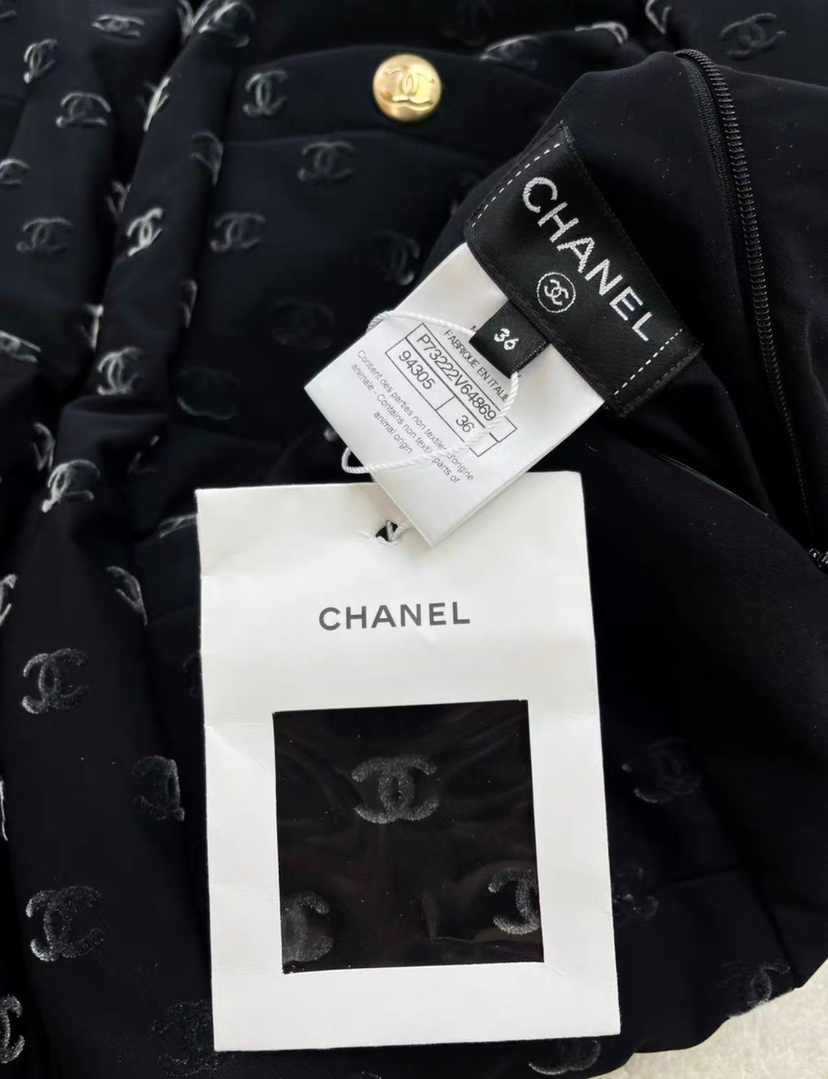 Chanel 22N double-sided full logo black ski suit down jacket