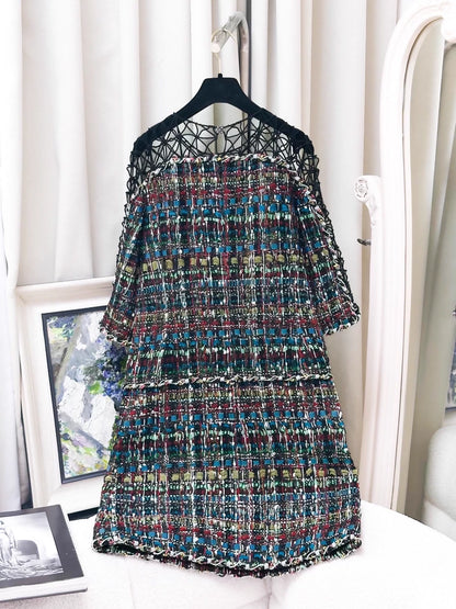 Chanel 15C Colourful Black Tweed Dress
