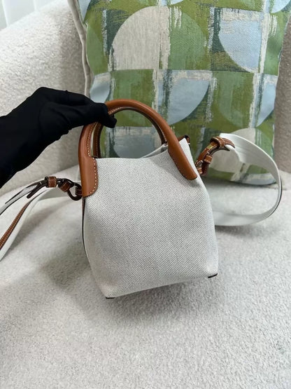 Loro Piana canvas and Bale mini bucket bag