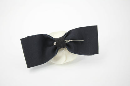 Chanel Vintage 81-85 Fabric Ribbon Black Camellia Brooch