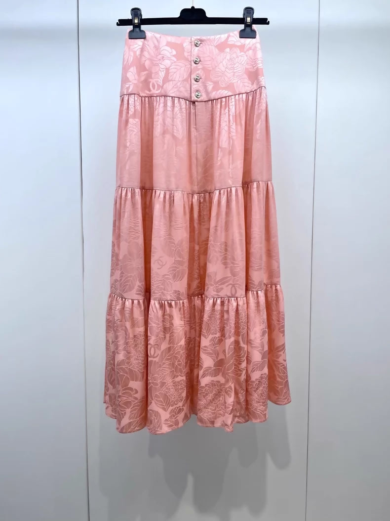 Chanel 23K camellia silk skirt