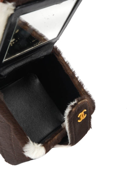 rare chanel black/Brown/white mini vanity case bag