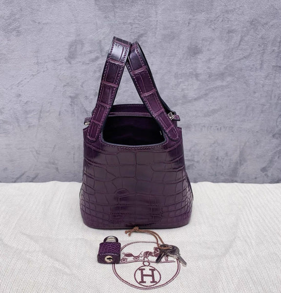 Hermes purple crocodile matte micro 14 picotin – Wararni.com