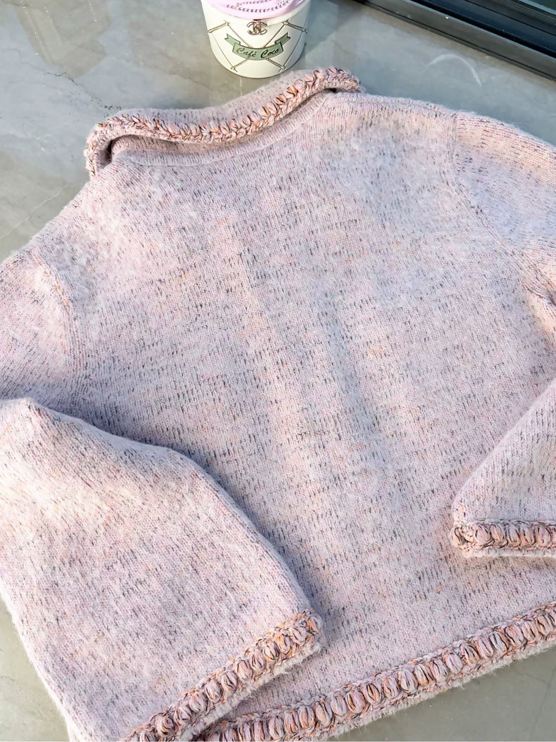 Chanel 25B Pink-Orange Cashmere Cardigan