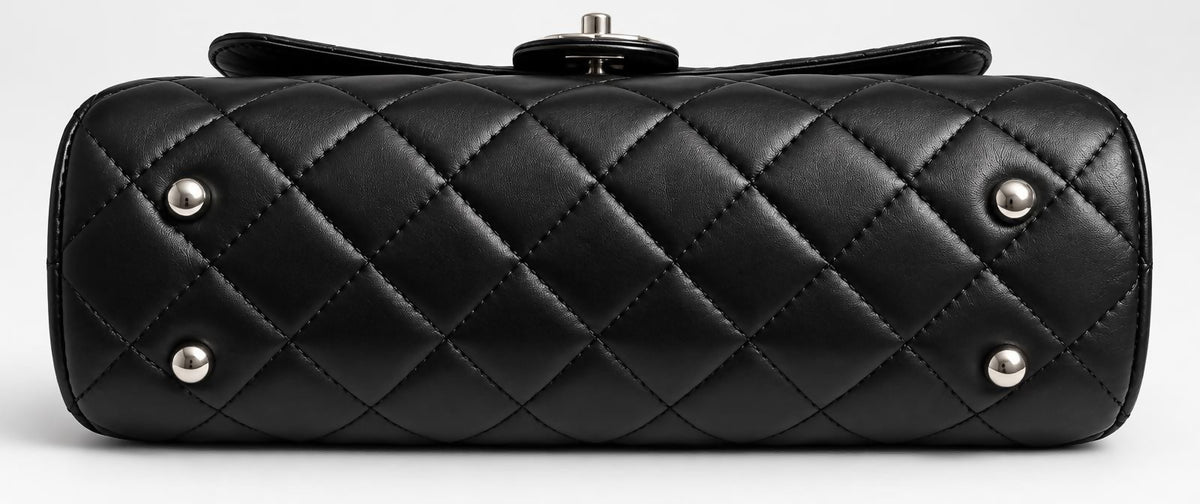Rare Chanel Classic Black CC Kisslock Lambskin Frame Compartment Timeless Bag