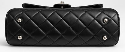 Rare Chanel Classic Black CC Kisslock Lambskin Frame Compartment Timeless Bag