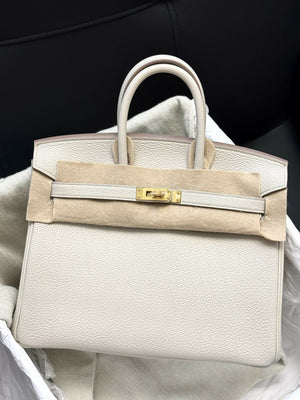 Hermès Birkin 25 Glacier White Togo Leather with Gold Hardware B Stamp