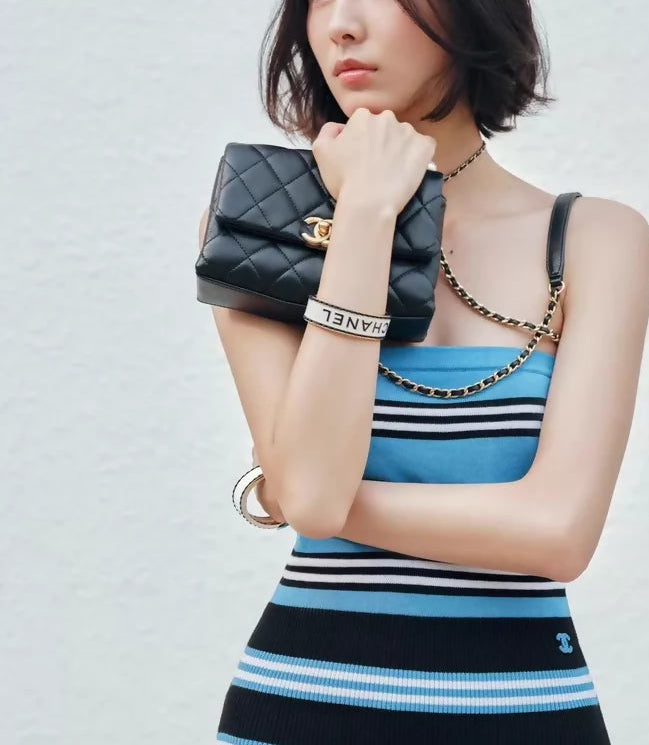 Chanel 24A Blue and Black Striped dress
