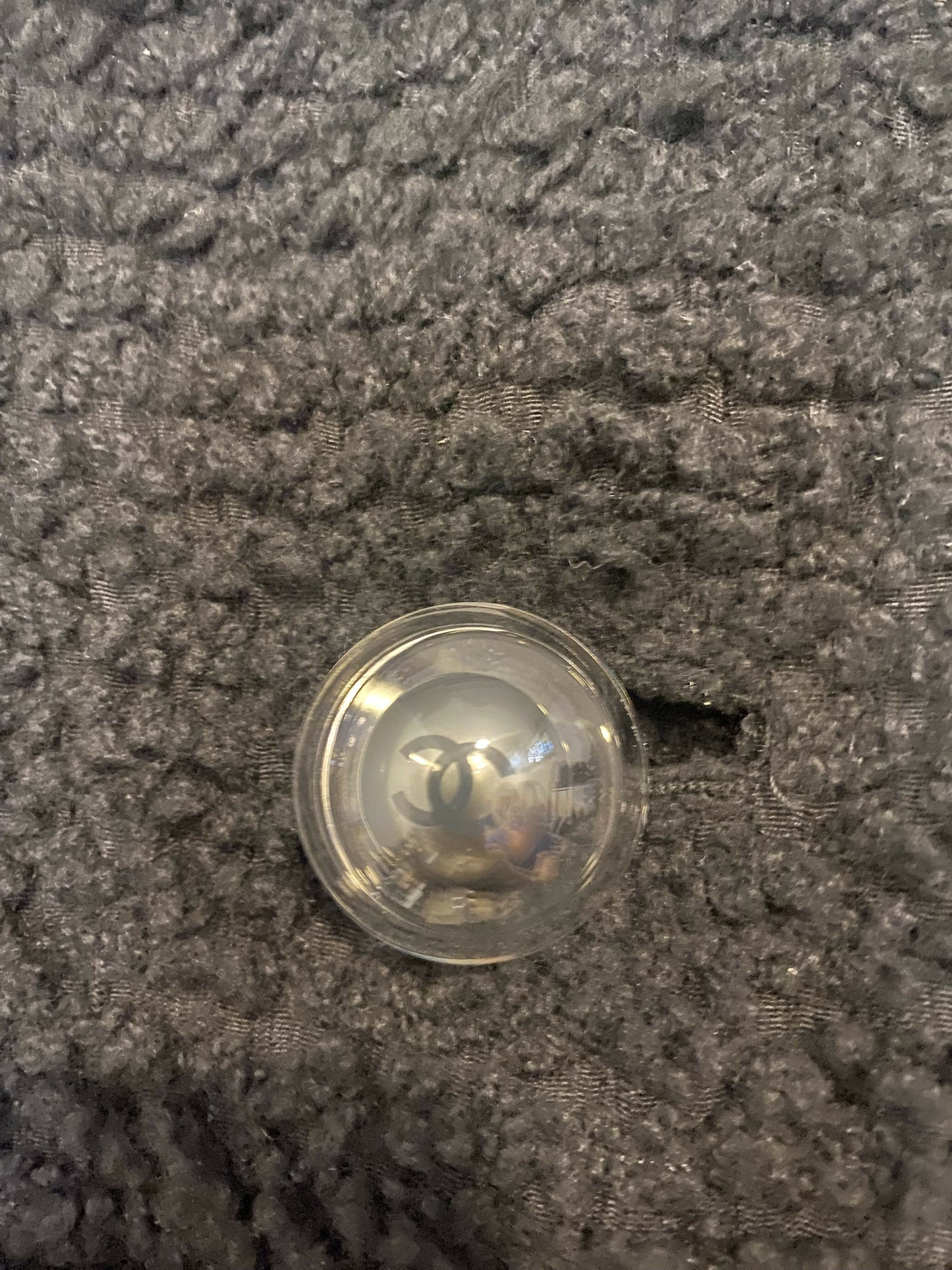 Chanel 17A Space Station Black Boucle Wool Double Breast Long Wool Coat FR 38