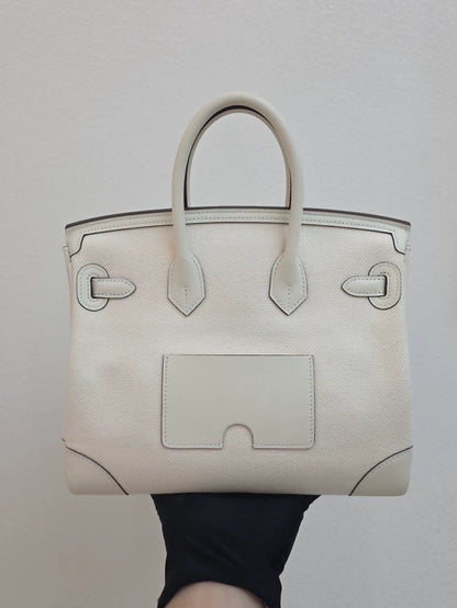 Hermes Birkin 25 cargo Nata toile & swift leather palladium hardware