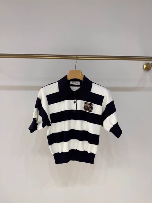 Miu miu striped polo shirt