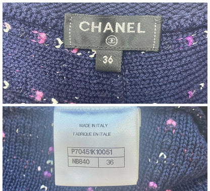 Chanel 21P Tweed Knit Multicolor Fringe Shorts FR 36