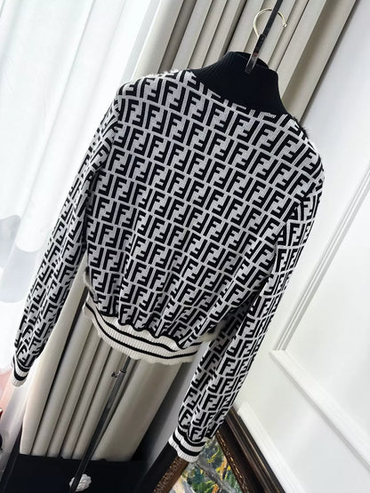 Fendi black and white double F fur mink jacket