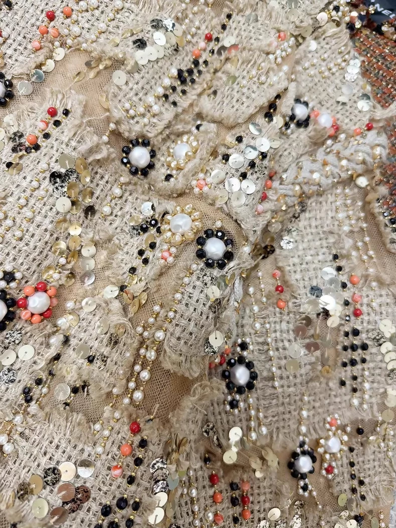 Chanel 18C khaki top with gold embroidery
