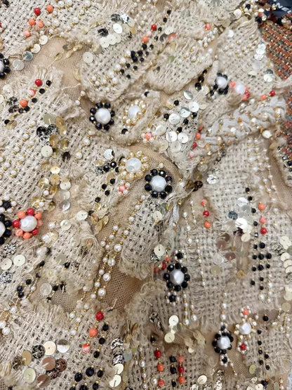Chanel 18C khaki top with gold embroidery