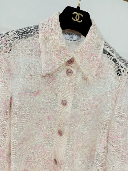 Chanel 25P lace shirt dress