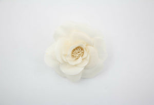 Chanel Vintage 81-85 White Silk Camellia Brooch