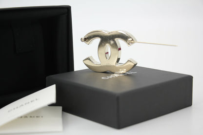 Chanel B23C Enamel Black and White Two-Tone CC Brooch