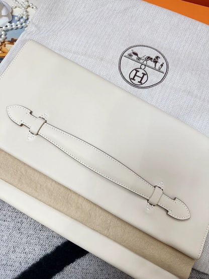 Hermes Pochette Pliplat milkshake white