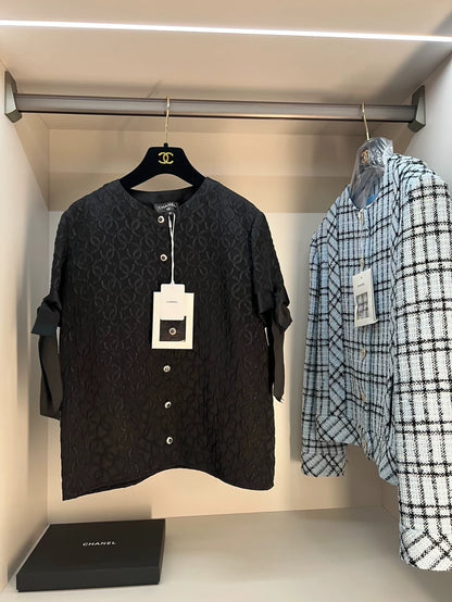 Chanel 25k black shirt with bow sleeves