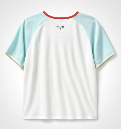 Chanel 17C CC Viva Coco Cuba Libre Baby Blue Multicolor Tee Shirt Size M