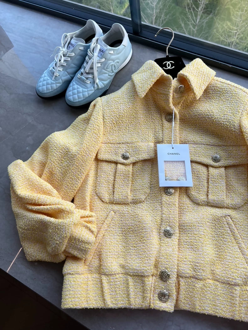 Chanel yellow tweed jacket