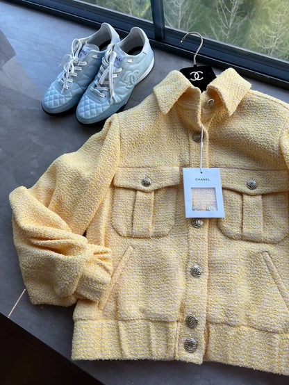 Chanel yellow tweed jacket