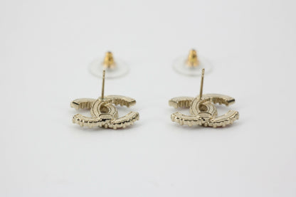 Chanel A19S Rhinestone Multicoloured CC Logo Stud Earrings